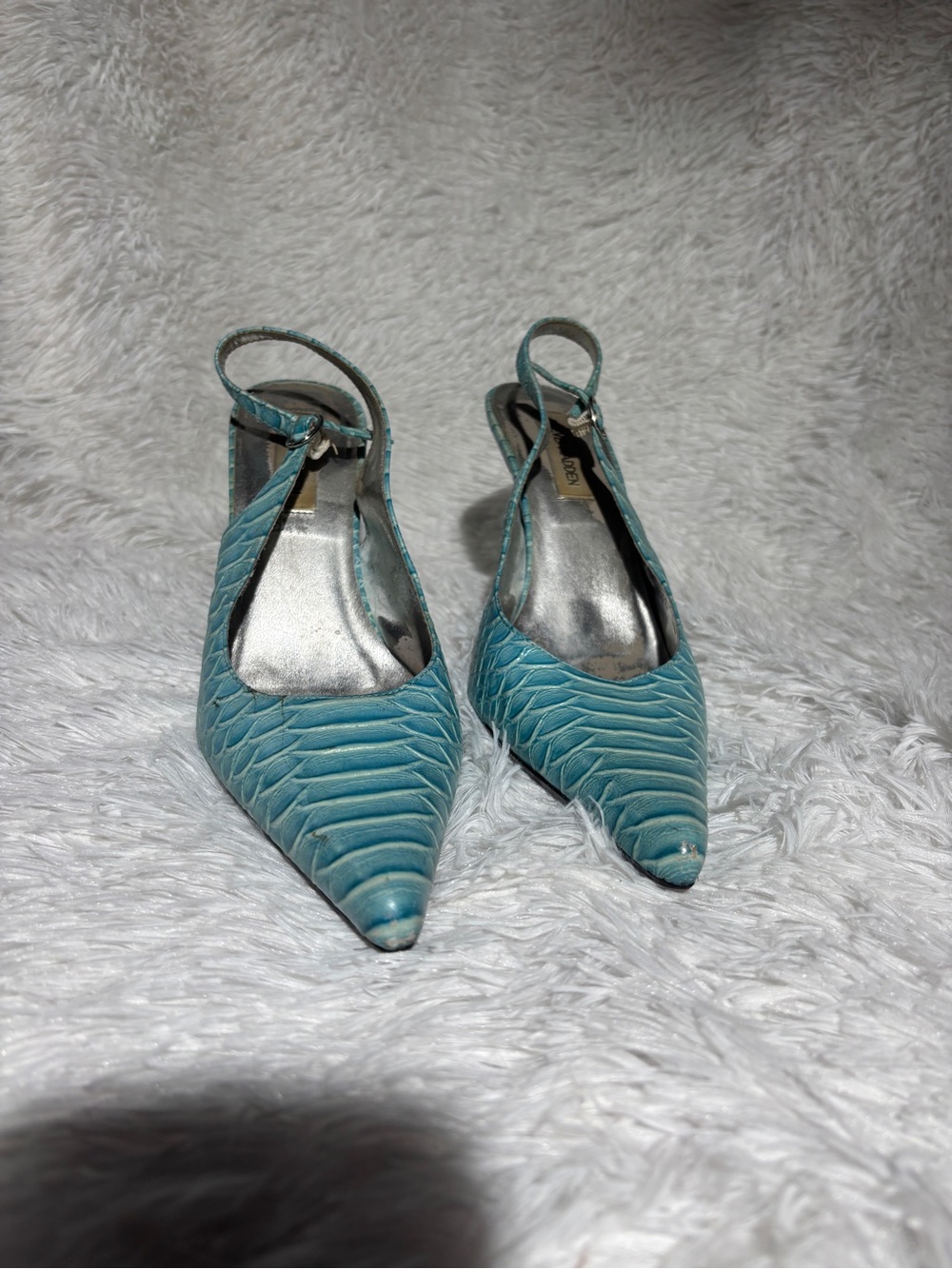Women's Teal Pointed Slingback Heels